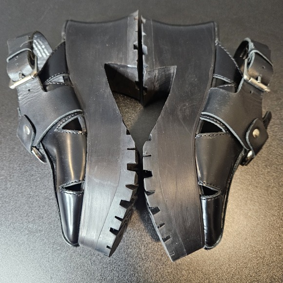 Free People Womens Astoria Clogs Size 6 Black Leather Platform - Picture 5 of 9